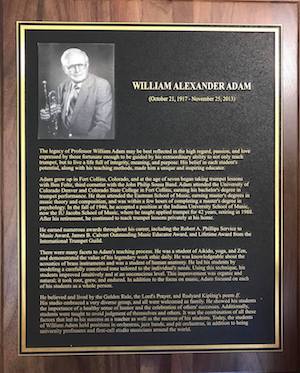 Plaque of Bill Adam
