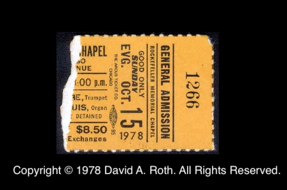 André concert ticket sub - 1978