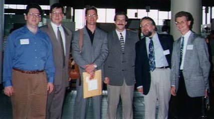 David A. Roth with Jay Coble, Karl Sievers, Robert Baca, Pat Harbison and Barry Springer, the Fired Up! trumpet section at the 1998 ITG (International Trumpet Guild) Conference.